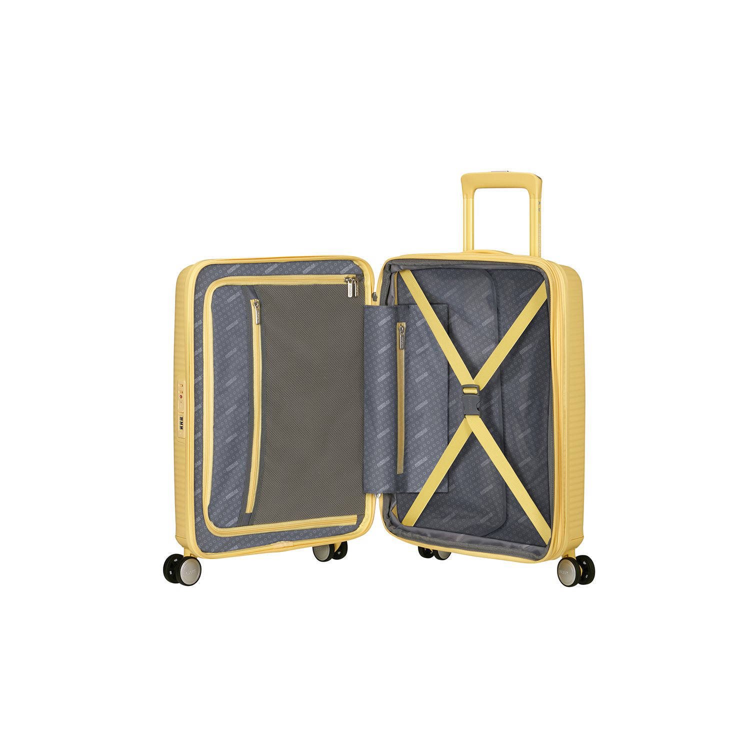 American Tourister trolley Soundbox 55 cm. Expandable lichtgeel