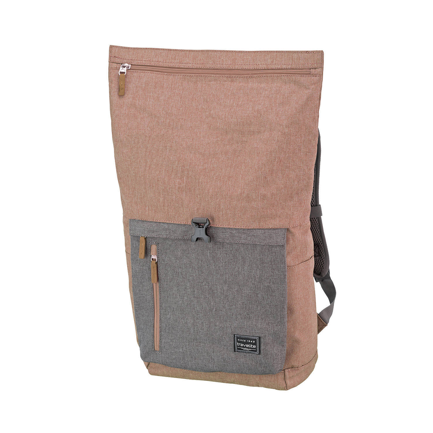 Travelite rugzak Basics Rollup oudroze grijs