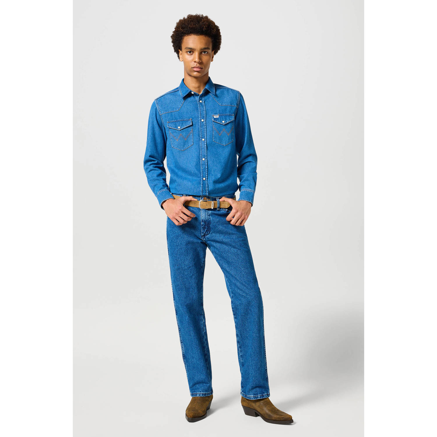 Wrangler 13MWZ straight leg jeans stonewashed