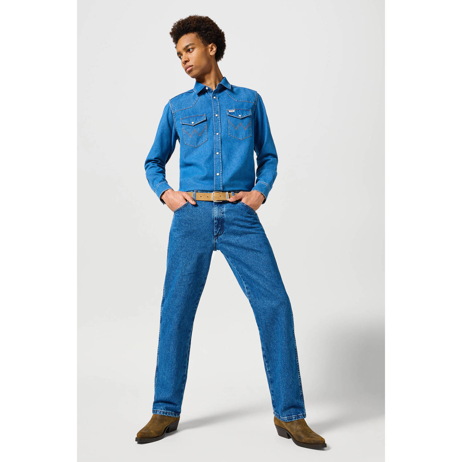 Wrangler 13MWZ straight leg jeans stonewashed