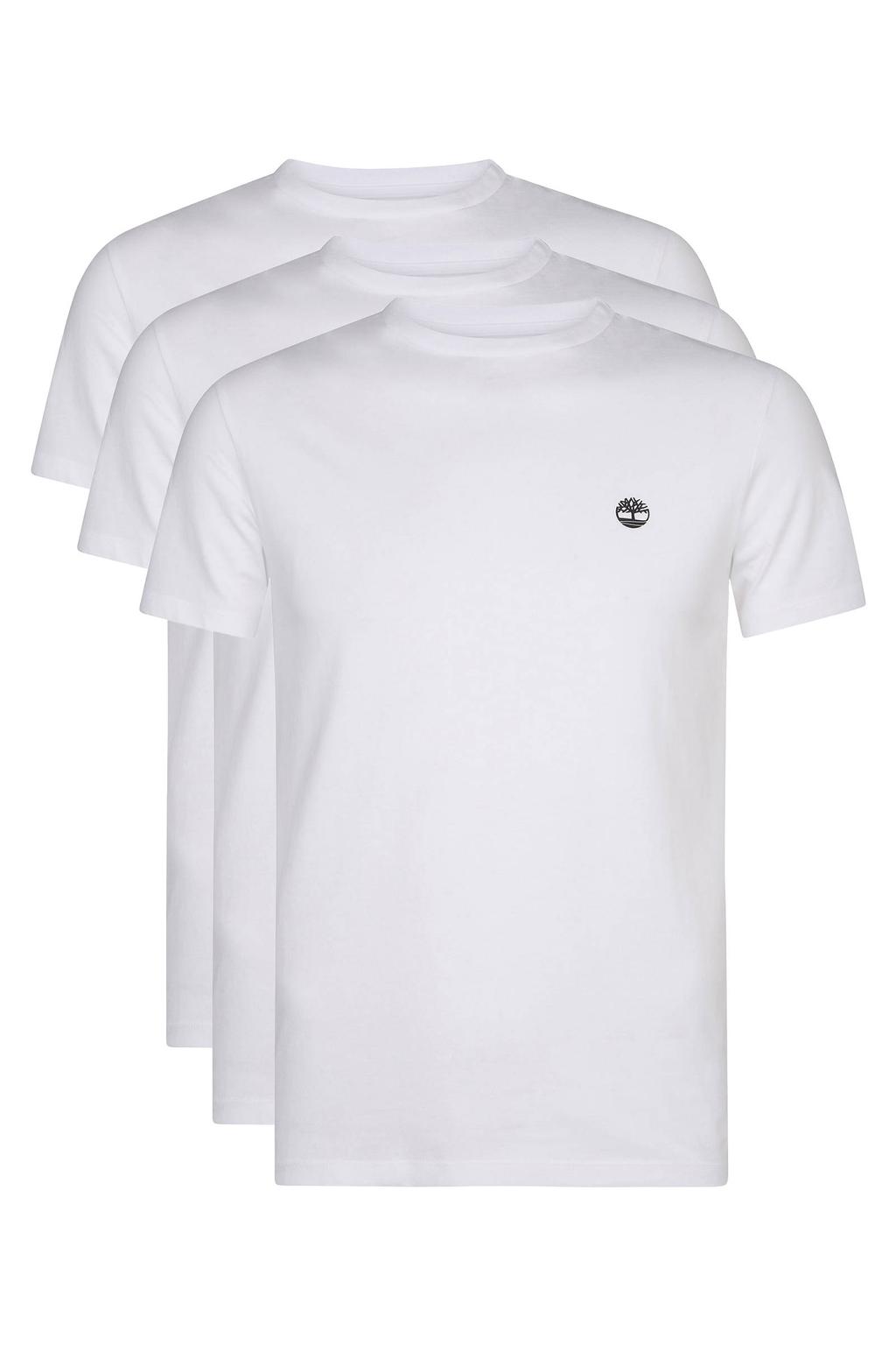 Set van 3 witte heren Timberland T-shirt van katoen met effen, korte mouwen en ronde hals