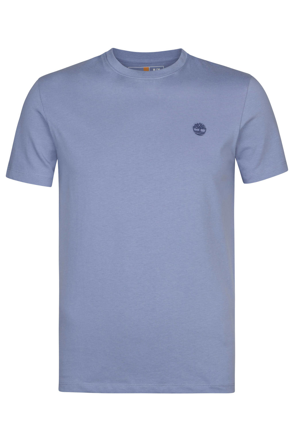 Blauwe heren Timberland T-shirt van katoen met effen, korte mouwen en ronde hals