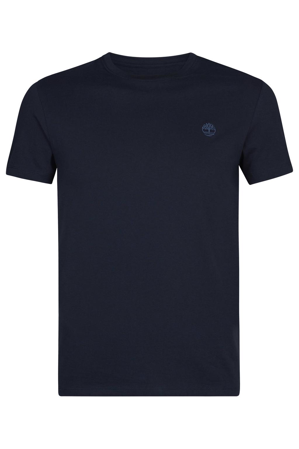 Donkerblauwe heren Timberland T-shirt van katoen met effen, korte mouwen en ronde hals