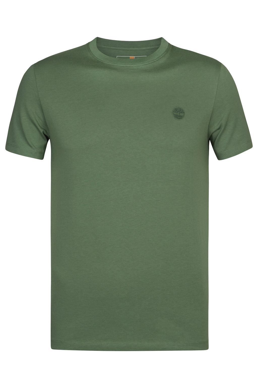 Groene heren Timberland T-shirt van katoen met effen, korte mouwen en ronde hals