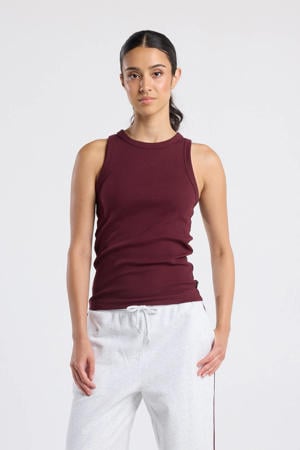 singlet donkerrood rib gebreid