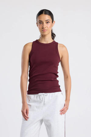 singlet donkerrood rib gebreid
