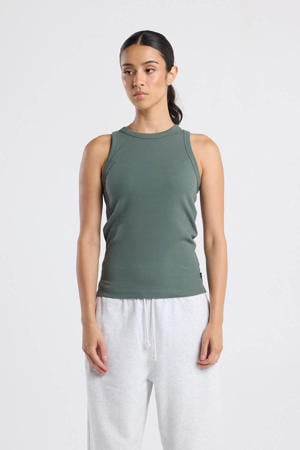 singlet grijsblauw rib gebreid