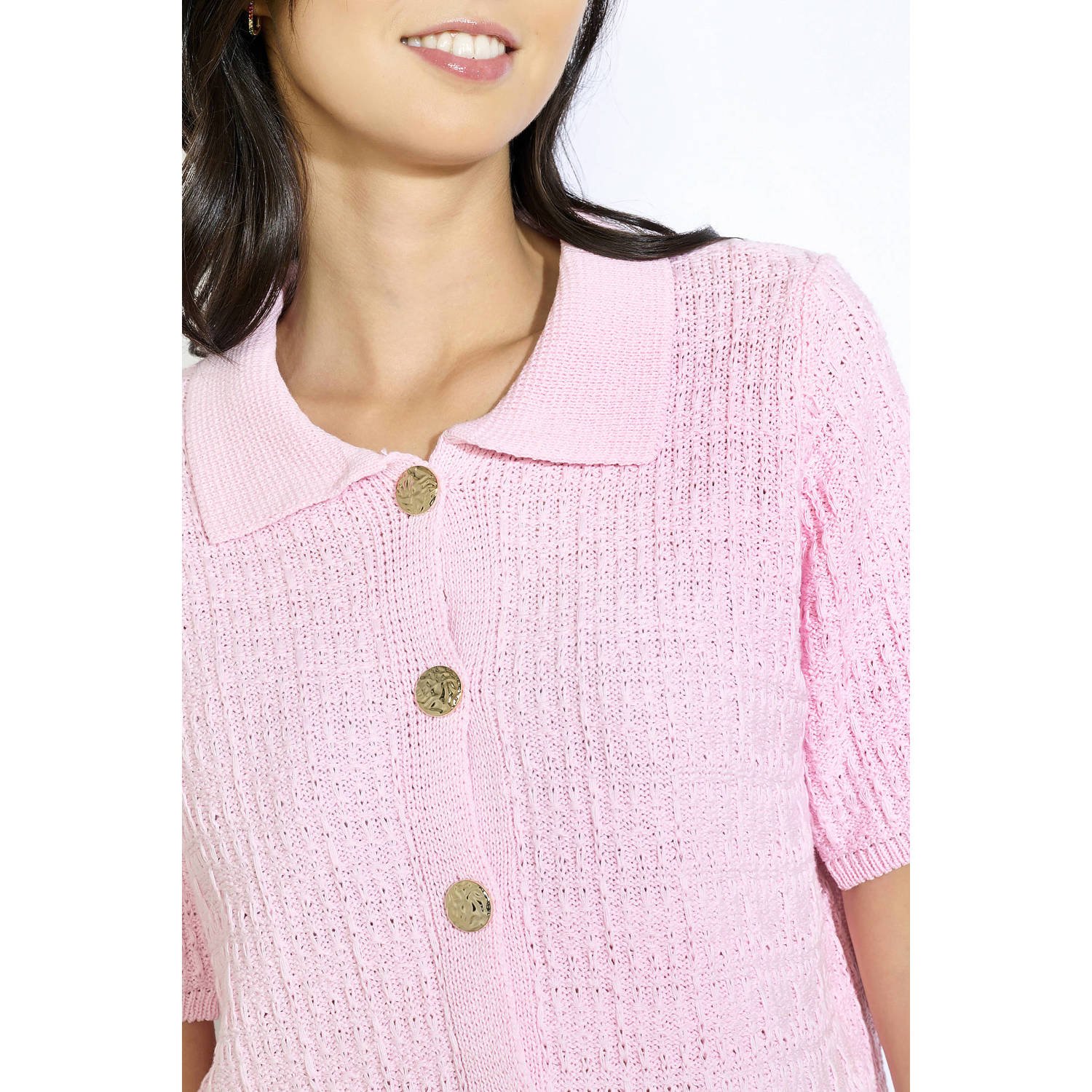 LOLALIZA gebreid vest roze