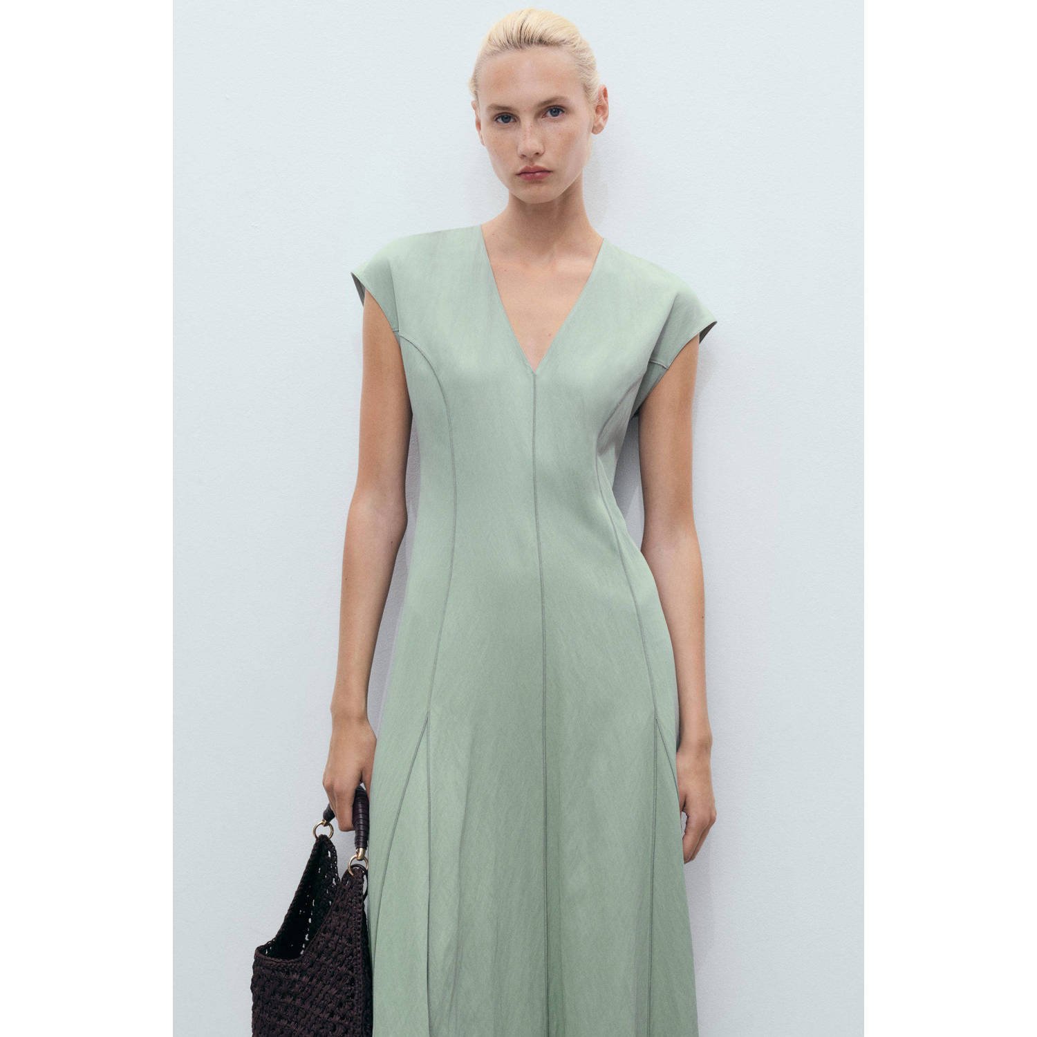 Mango midi jurk mintgroen