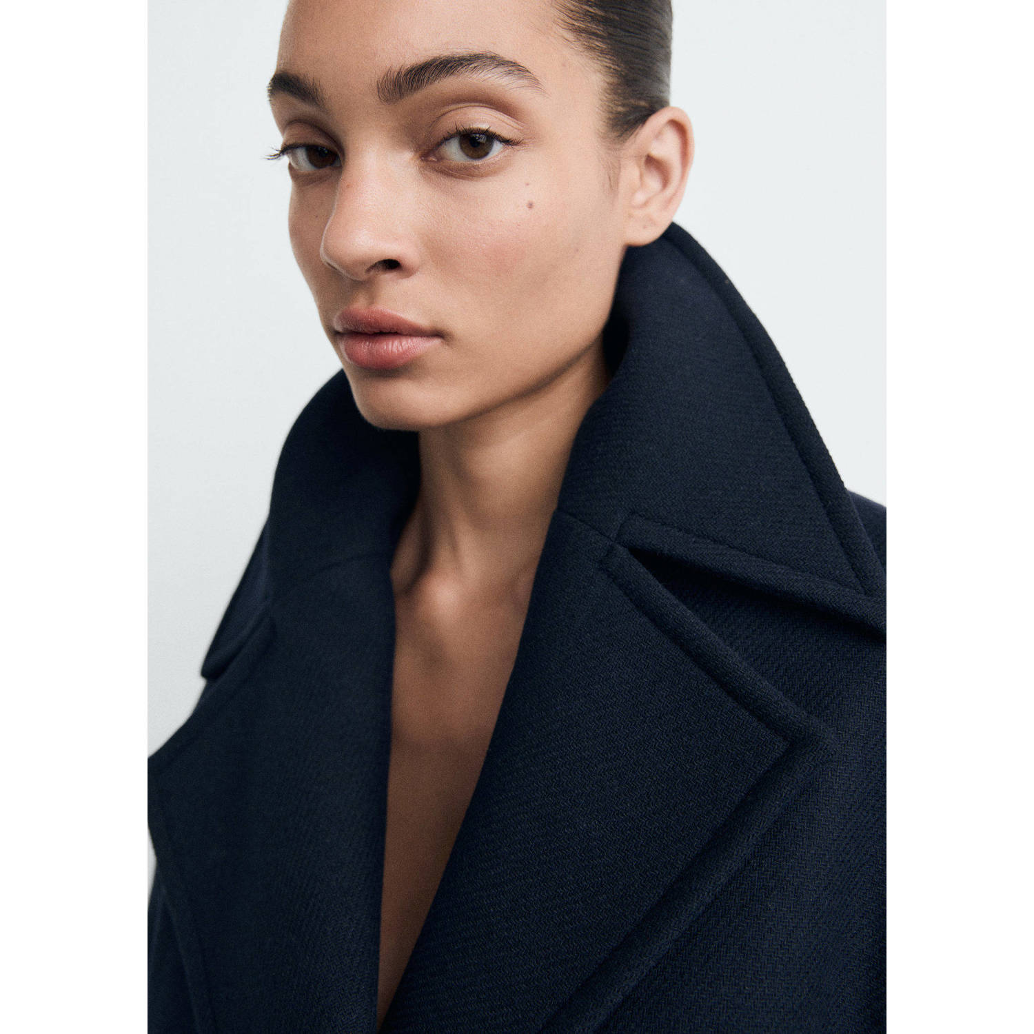 Mango wollen trenchcoat marine