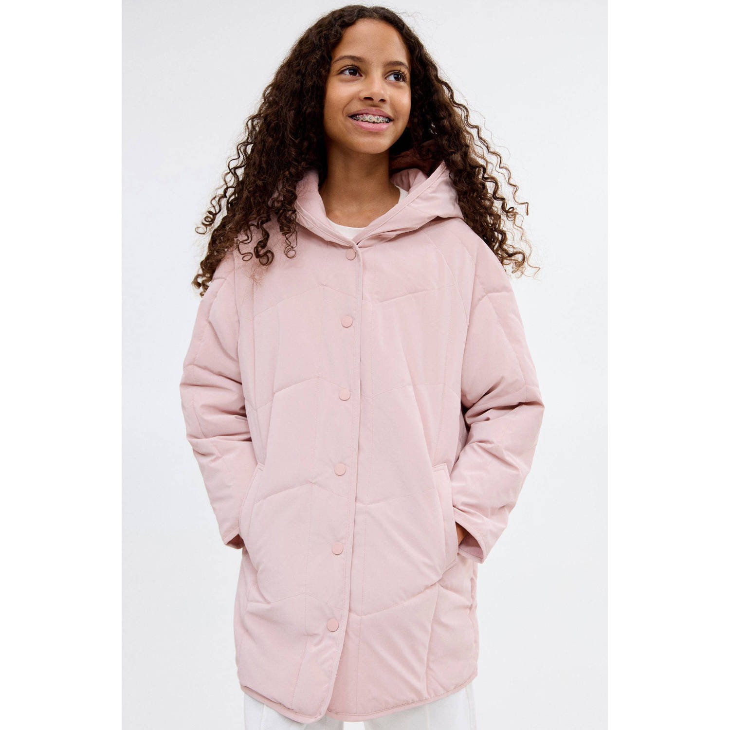 Mango Kids gewatteerde jas lichtroze