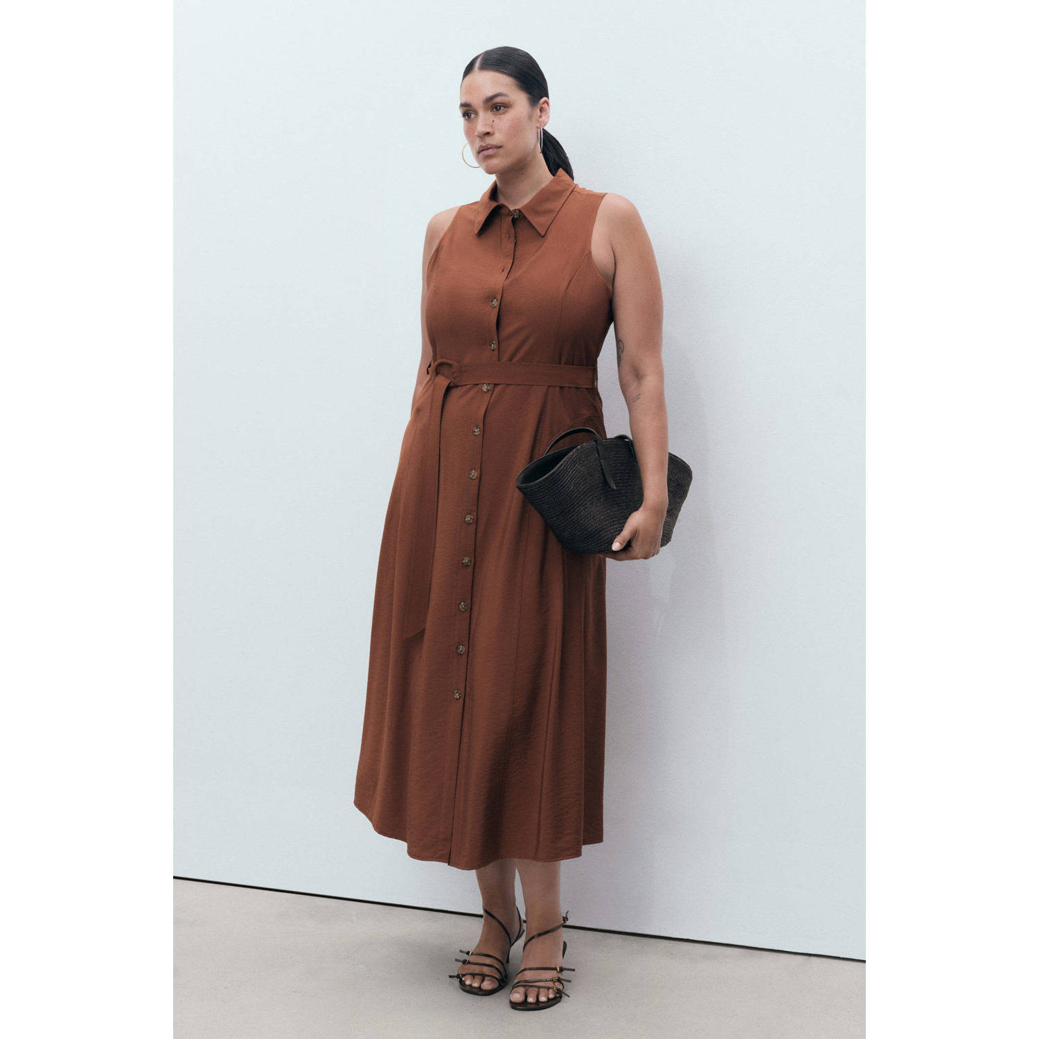 Mango blousejurk bruin