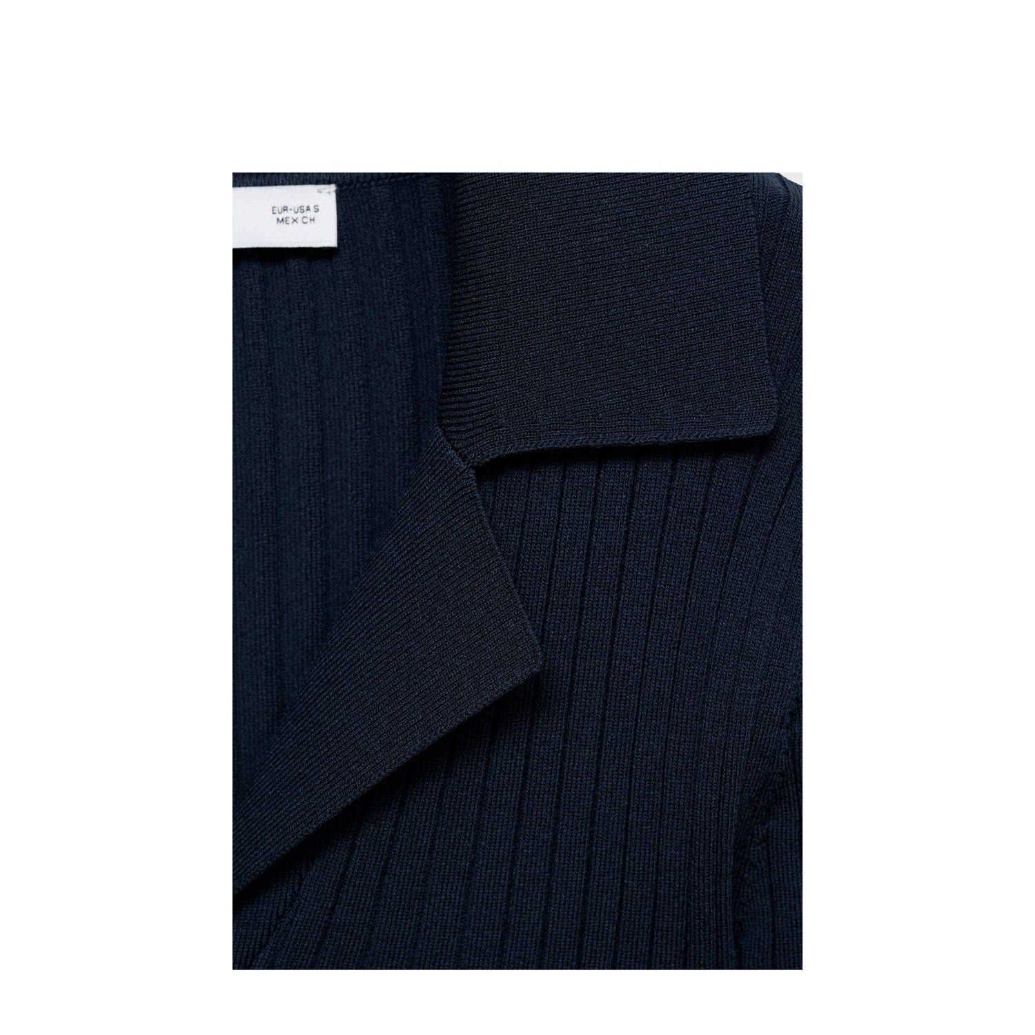 Mango vest marine fijn gebreid
