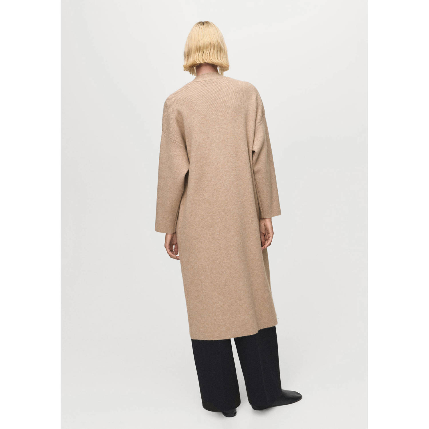 Mango wollen gebreid vest zand