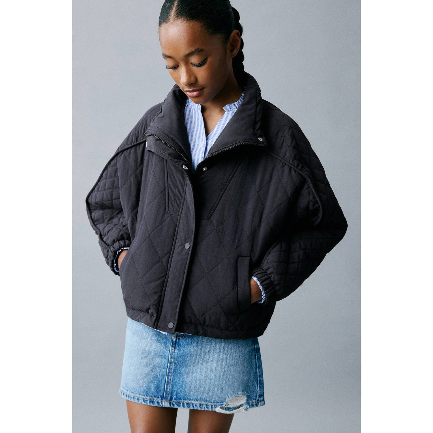 Mango Kids gewatteerde jas marine