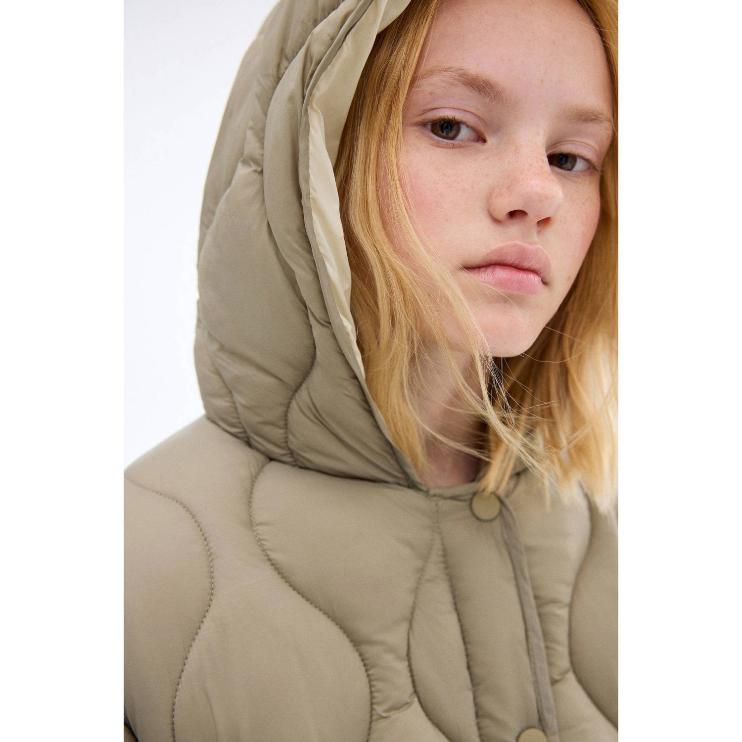 Mango Kids gewatteerde jas lichtkaki