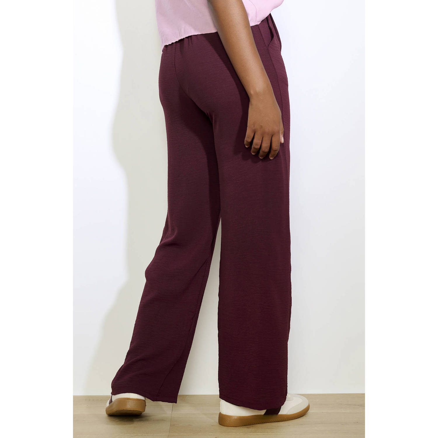 LOLALIZA wide leg regular waist pantalon donkerpaars