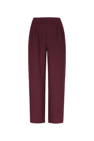 wide leg regular waist pantalon donkerpaars