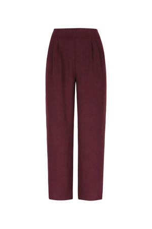 wide leg regular waist pantalon donkerpaars