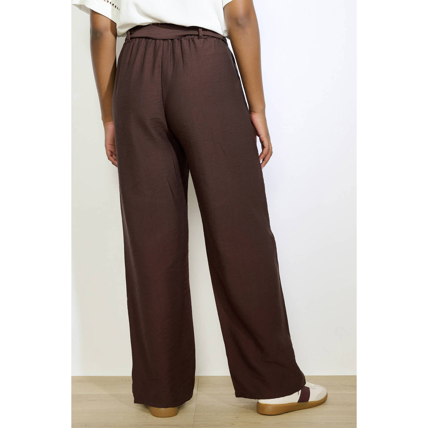 LOLALIZA wide leg regular waist casual broek bruin