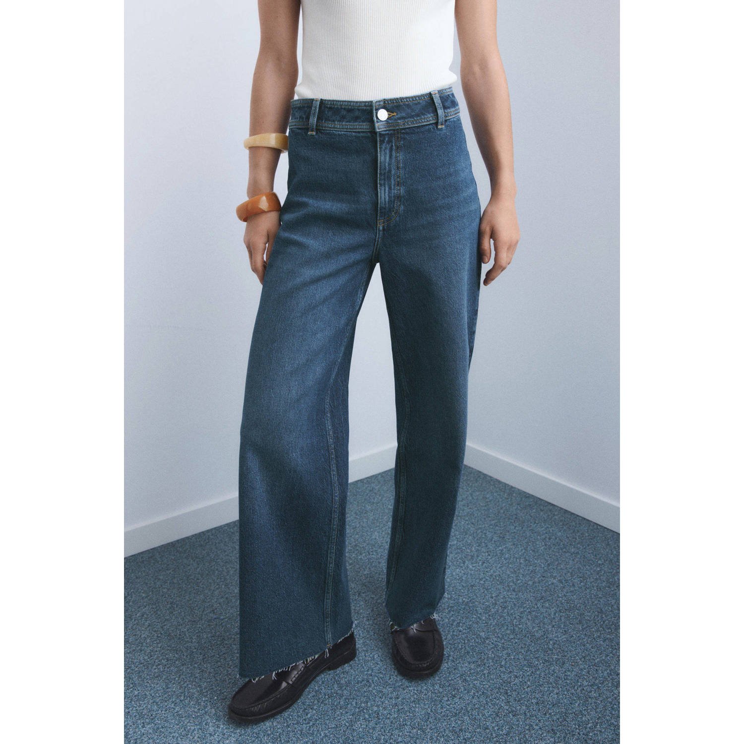 Mango wide leg jeans dark blue denim