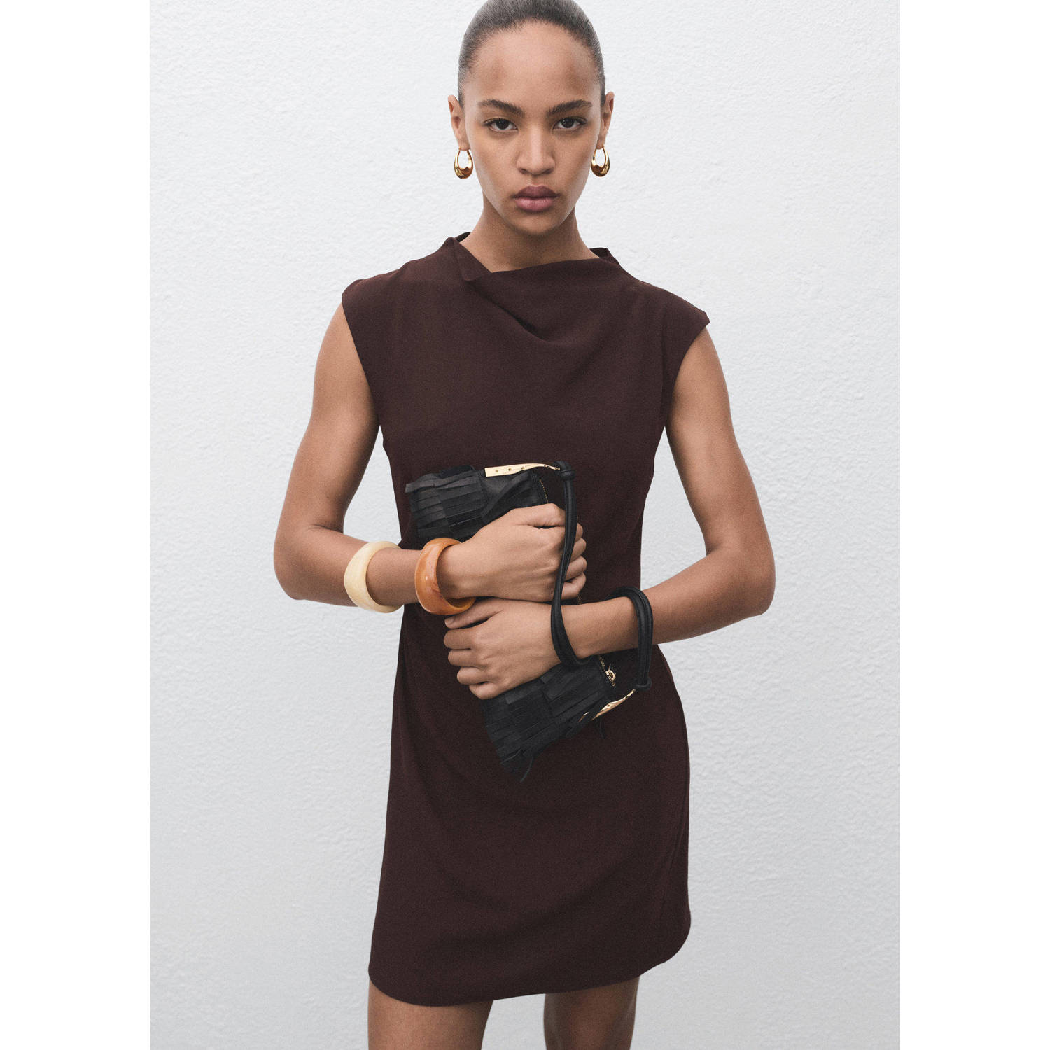 Mango mini jurk donkerbruin