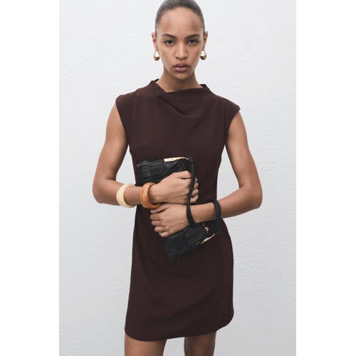 Mango mini jurk donkerbruin afbeelding