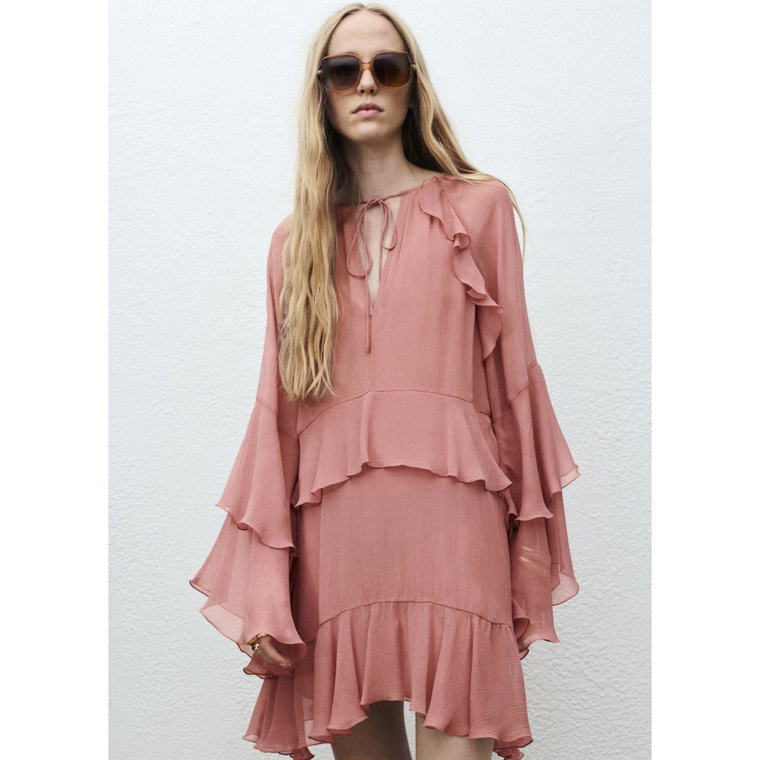 Mango A-lijn jurk roze