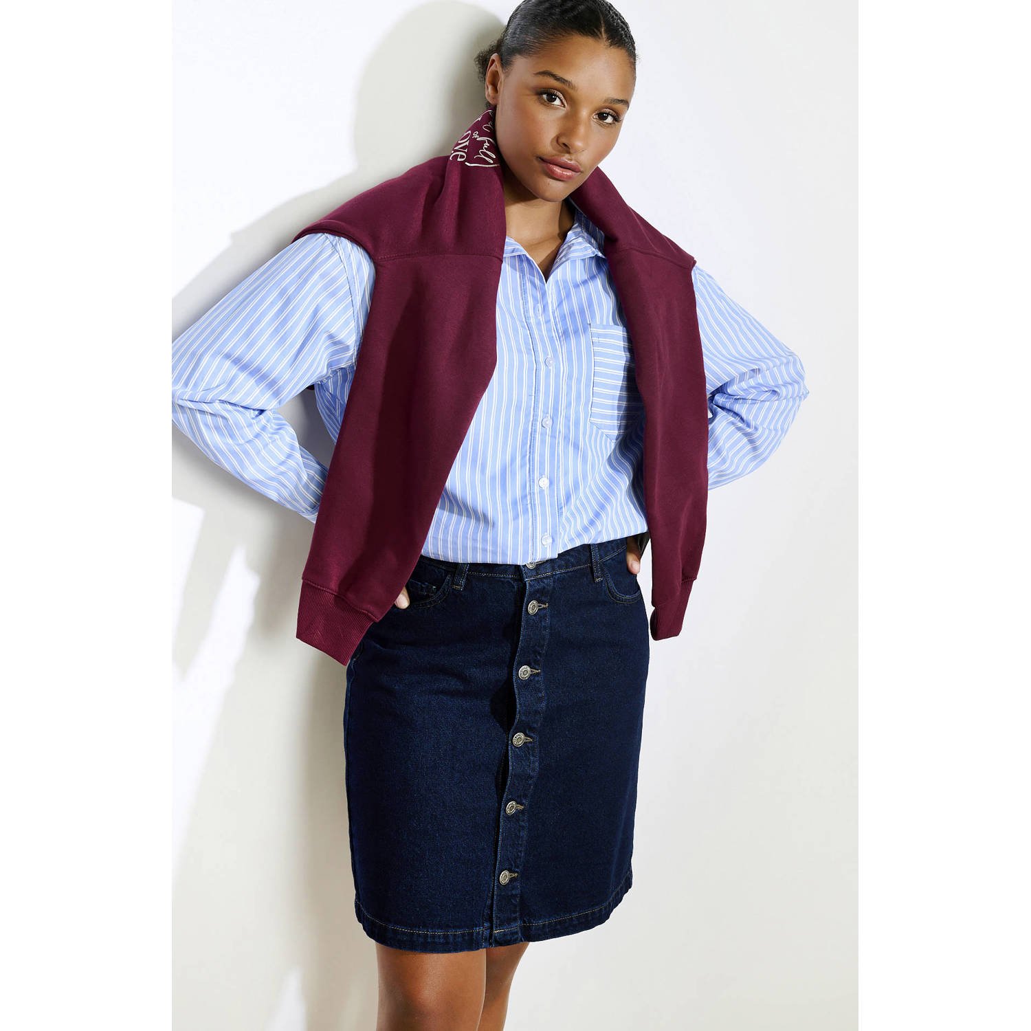 LOLALIZA denim spijkerrok dark blue denim