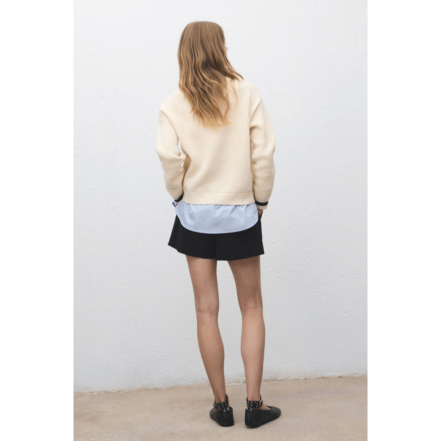 Mango trui- blouse ecru blauw