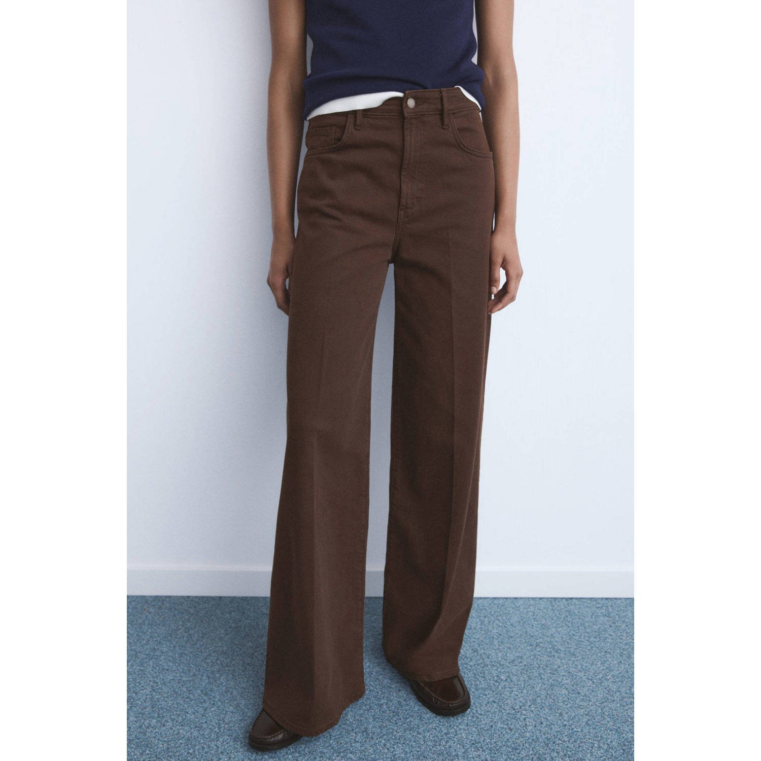 Mango high waist flared jeans donkerbruin