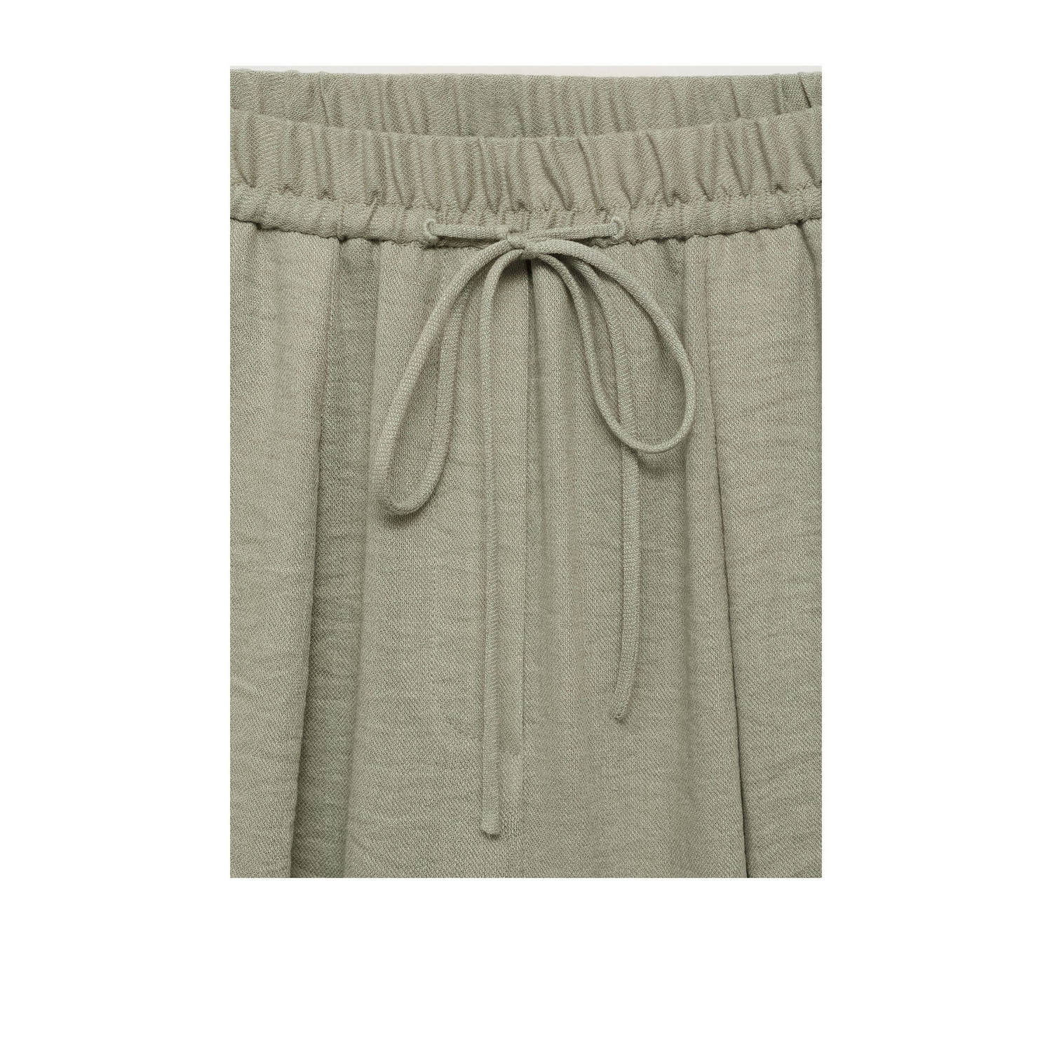 Mango wide leg regular waist casual broek lichtkaki