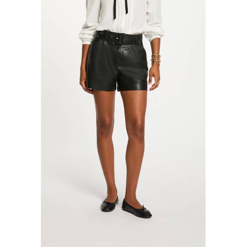 Morgan imitatieleren regular waist casual short zwart afbeelding