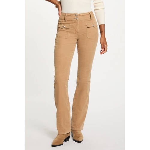 Morgan flared regular waist broek beige afbeelding