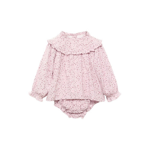 Mango Kids blousetop met bijpassende bloomer roze afbeelding