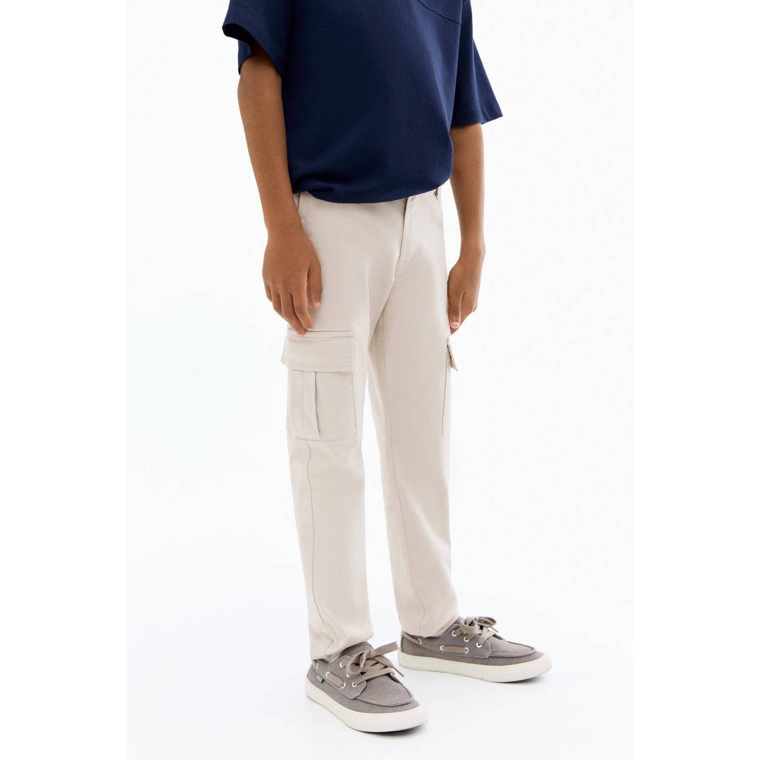 Mango Kids regular cargo broek ecru