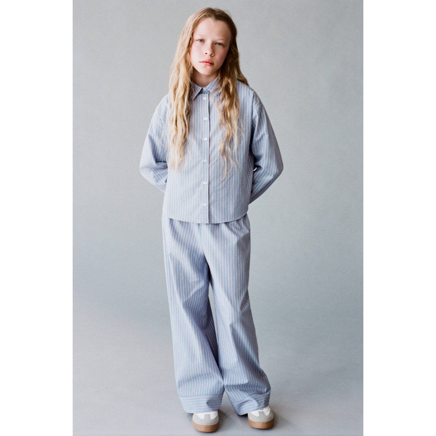 Mango Kids wide leg casual broek blauw