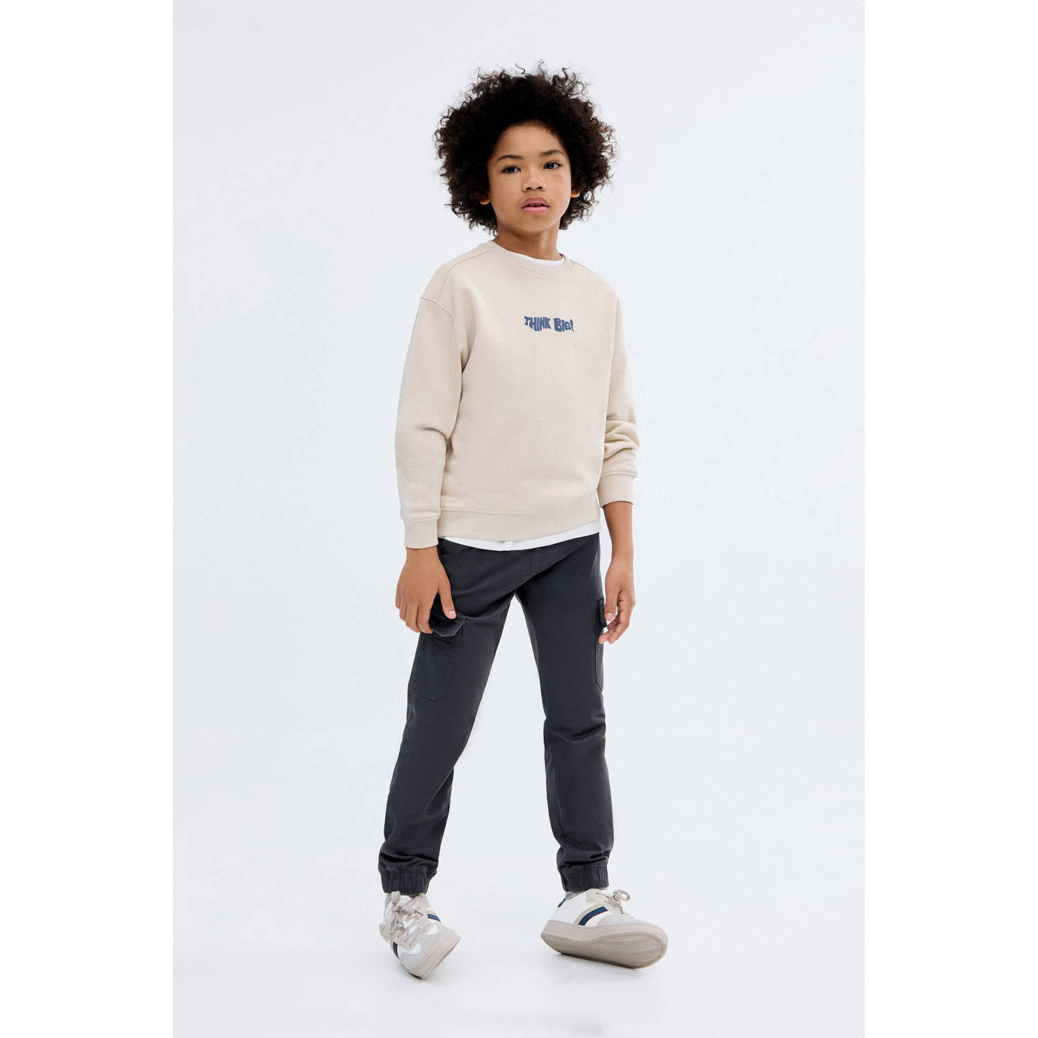 Mango Kids tapered cargo broek marine