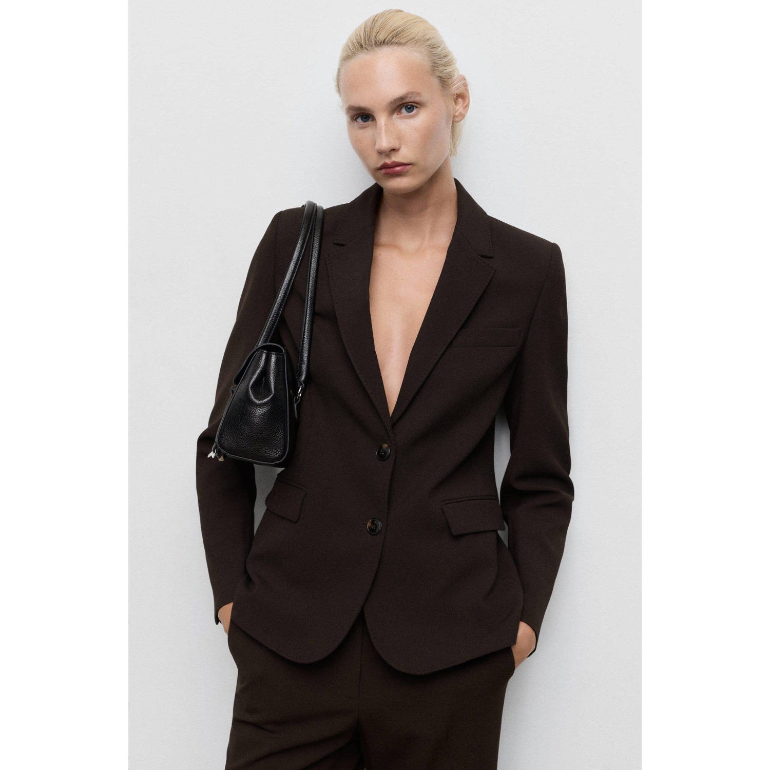 Mango regular blazer donkerbruin
