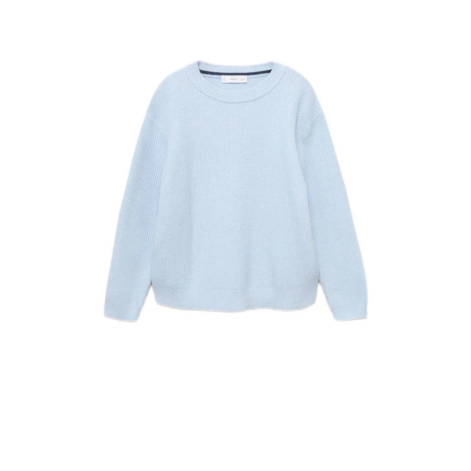 Mango Kids trui lichtblauw grof gebreid