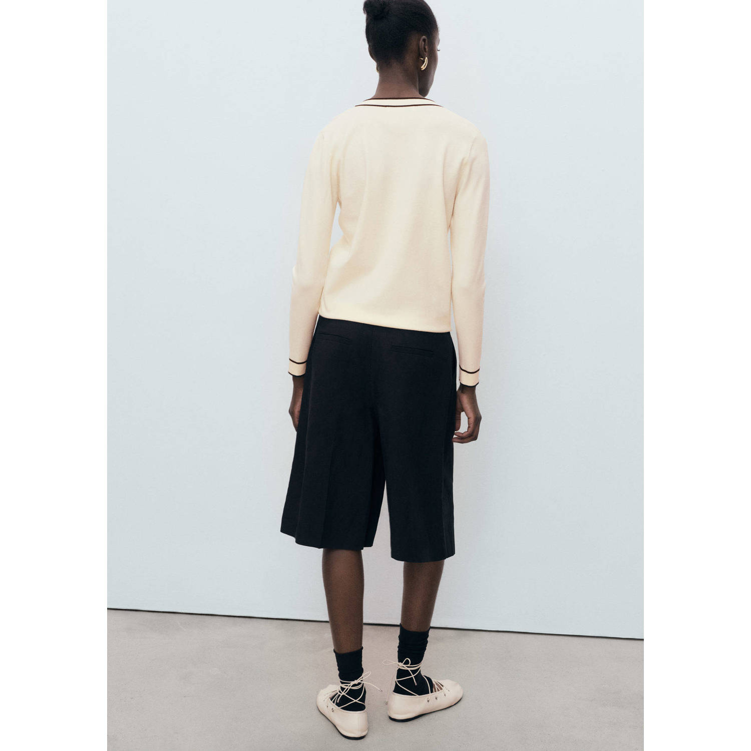 Mango top fijn gebreid ecru