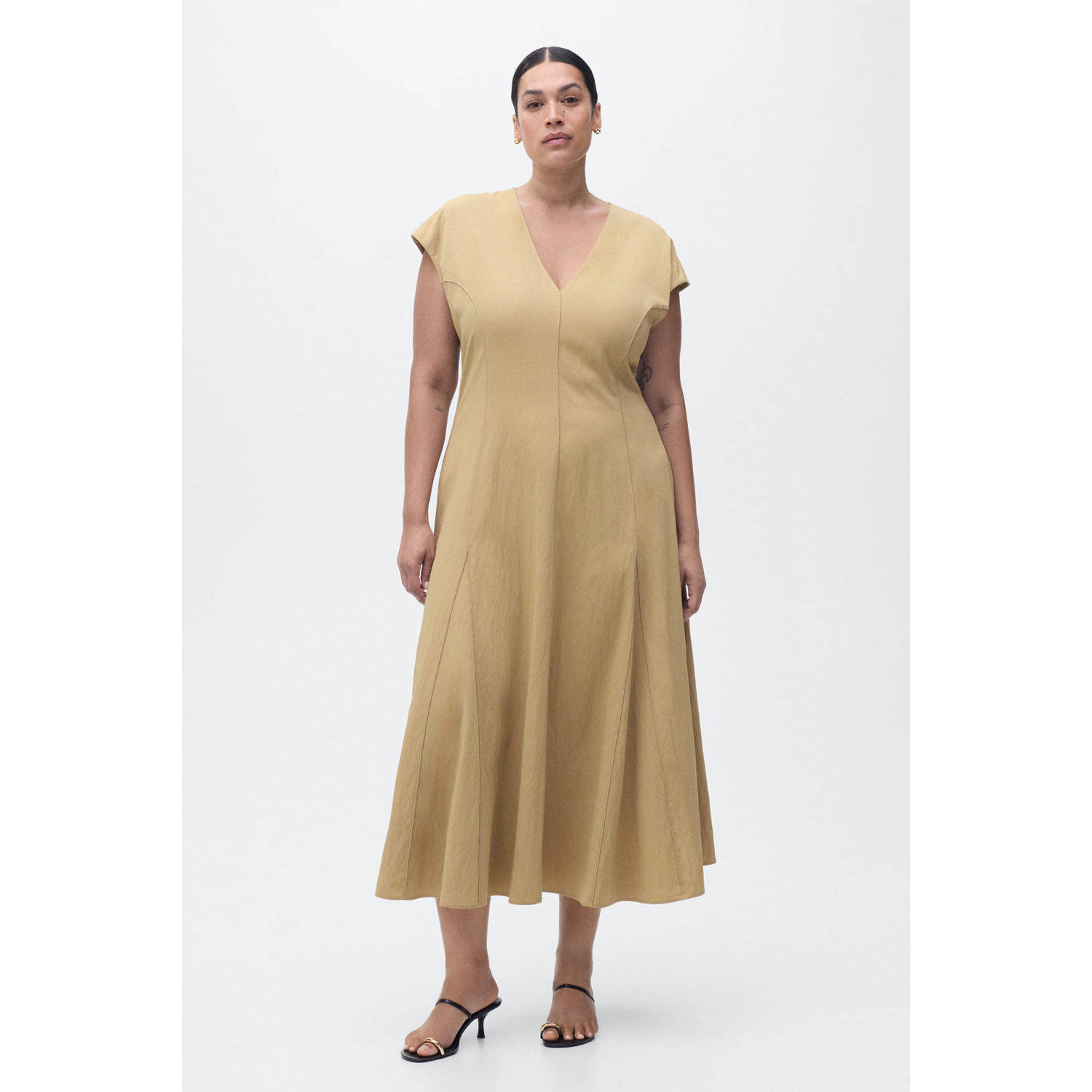 Mango midi jurk beige