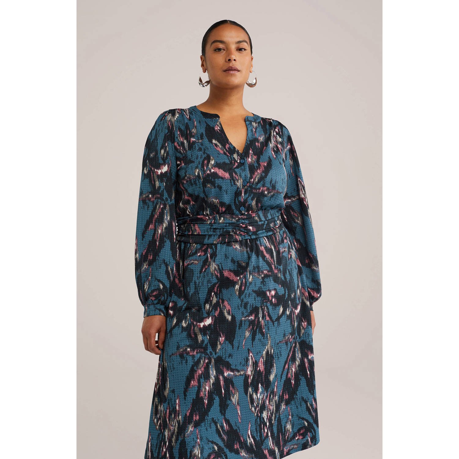 WE Fashion midi jurk petrol