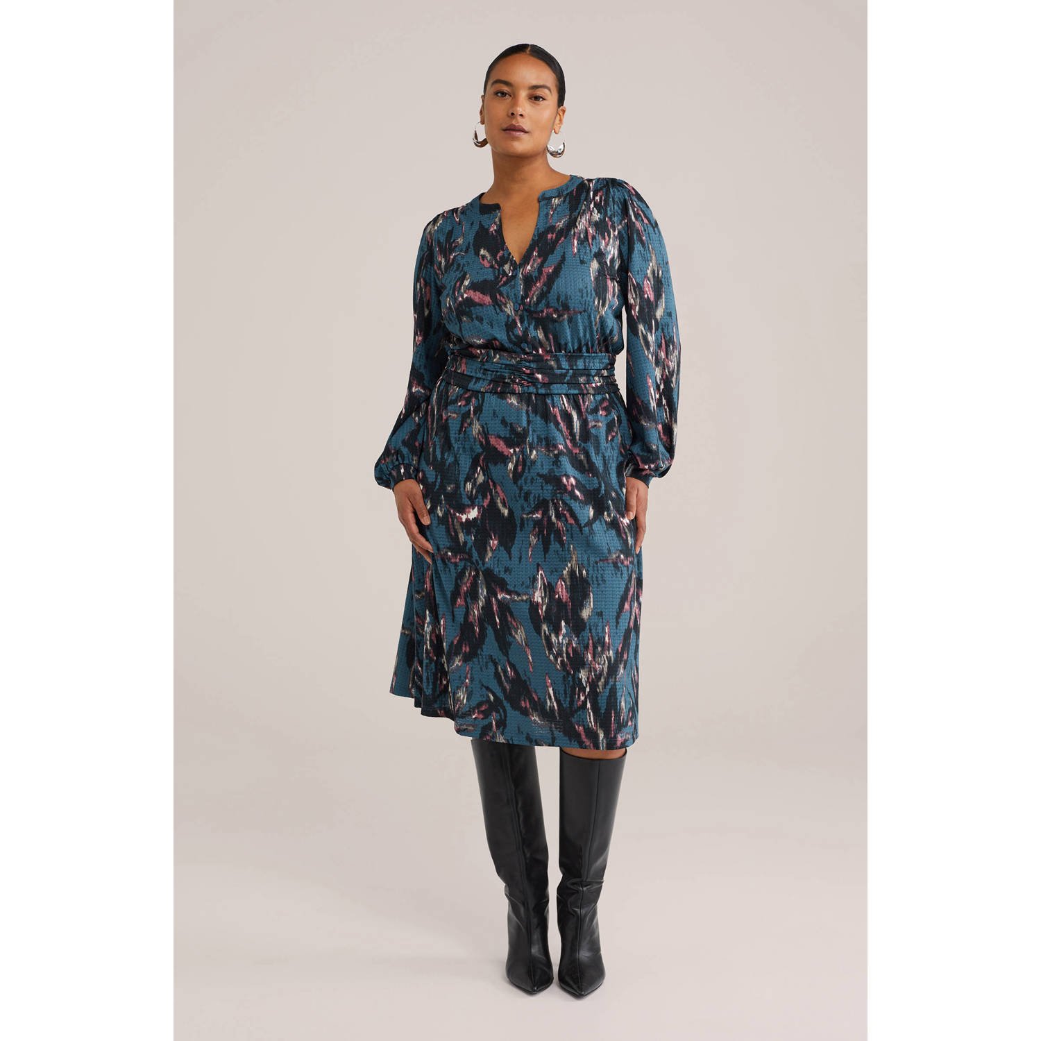 WE Fashion midi jurk petrol