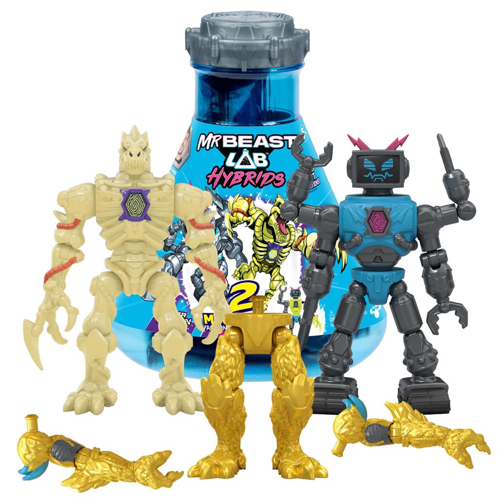 Moose Toys MrBeast - Lab Hybrids Multi Pack B3A5TBOT vs ATOMIC TERRANA CLAW - Bouw Jouw Eigen Beest! - Mix & Match Actiefiguren