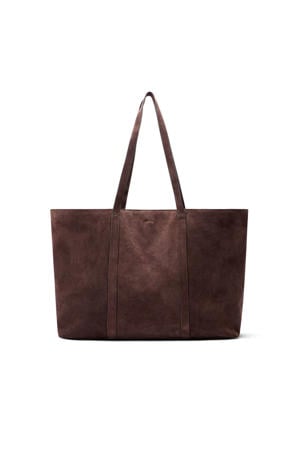 suede shopper donkerbruin