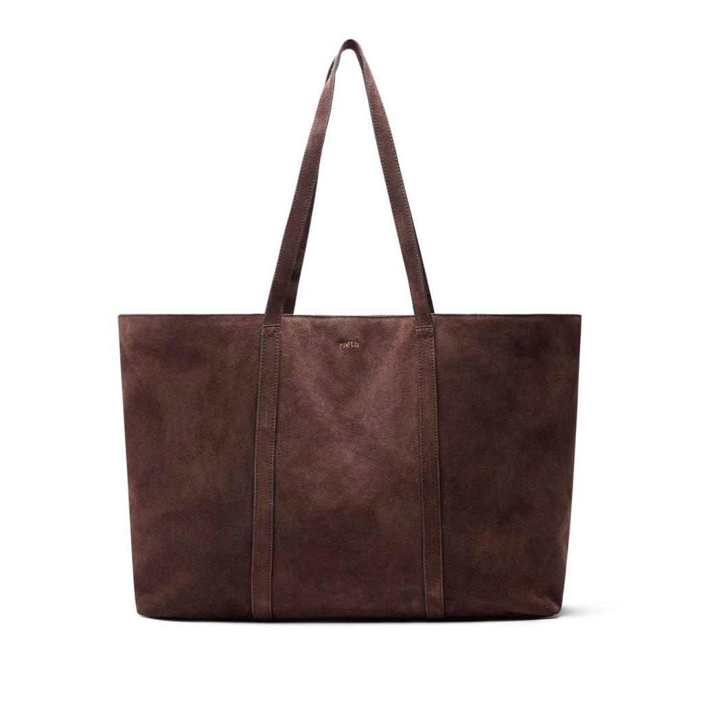Manfield suede shopper donkerbruin