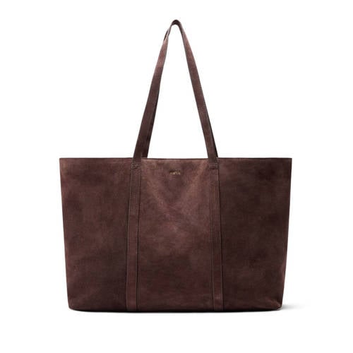 Manfield suede shopper donkerbruin afbeelding