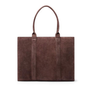 suede shopper donkerbruin