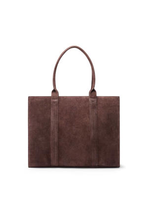 suede shopper donkerbruin